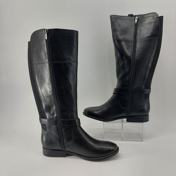 Marc Fisher Audrey Leather Riding Boots Size 8 Buckle Zip - Picture 11 of 11